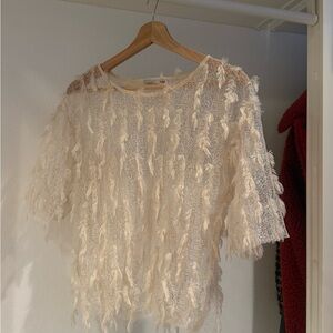 Zara Cream Fringe Detail Top